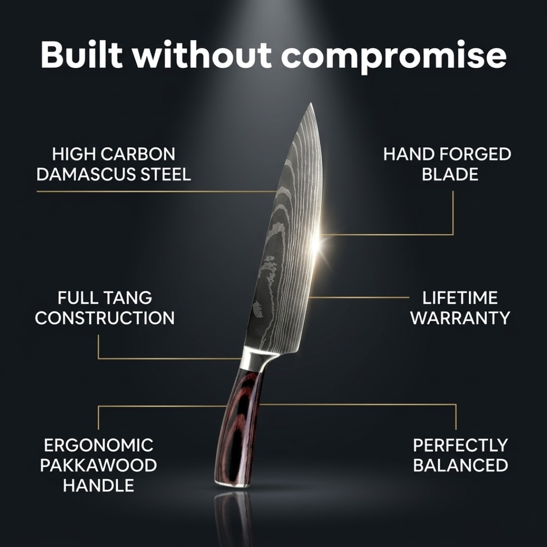Damascus Steel Knives Set 8pc
