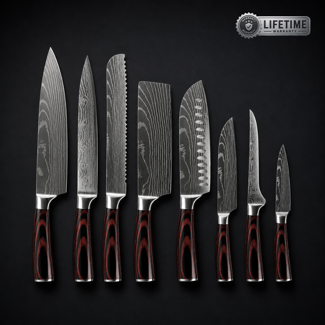 Damascus Steel Knives Set 8pc